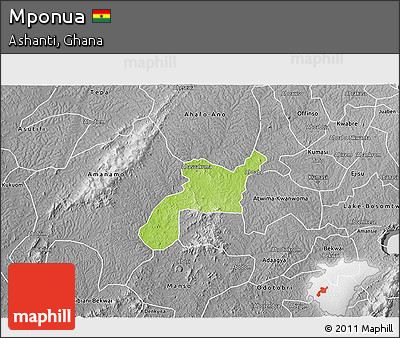 Physical 3D Map of Mponua, desaturated