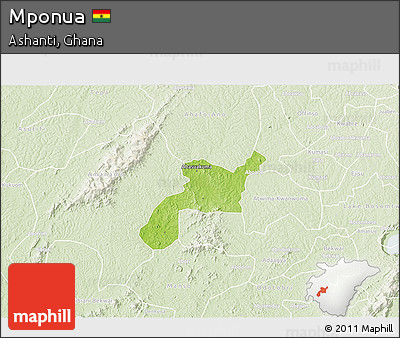 Physical 3D Map of Mponua, lighten