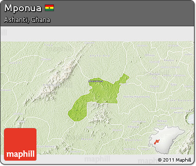 Physical 3D Map of Mponua, lighten
