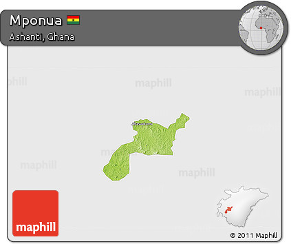 Physical 3D Map of Mponua, single color outside