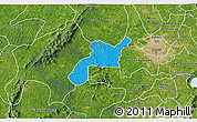 Political 3D Map of Mponua, satellite outside