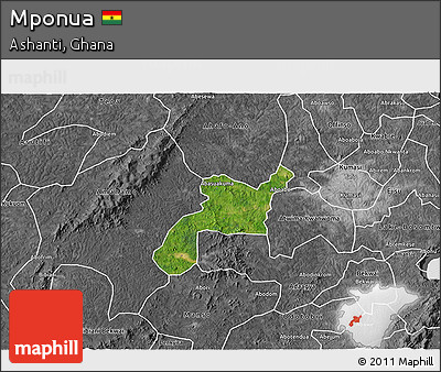Satellite 3D Map of Mponua, desaturated