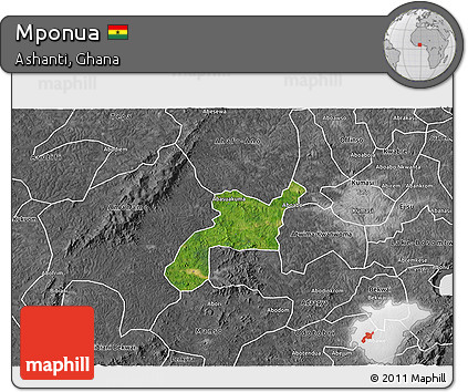 Satellite 3D Map of Mponua, desaturated