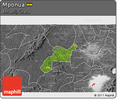 Satellite 3D Map of Mponua, desaturated