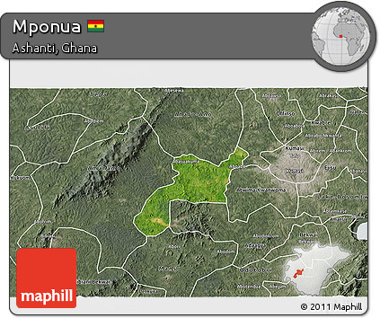 Satellite 3D Map of Mponua, semi-desaturated