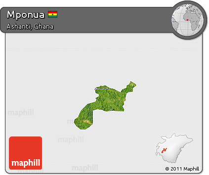 Satellite 3D Map of Mponua, single color outside