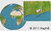 Satellite Location Map of Mponua, highlighted parent region