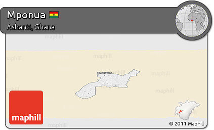 Classic Style Panoramic Map of Mponua, single color outside