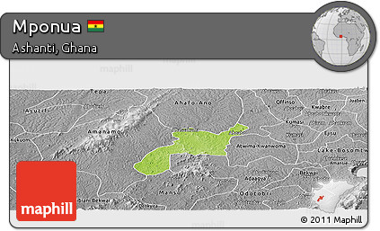 Physical Panoramic Map of Mponua, desaturated