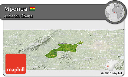 Satellite Panoramic Map of Mponua, lighten