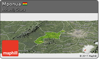 Satellite Panoramic Map of Mponua, semi-desaturated