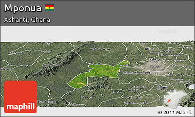 Satellite Panoramic Map of Mponua, semi-desaturated