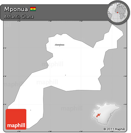 Gray Simple Map of Mponua, single color outside