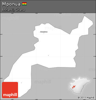 Gray Simple Map of Mponua, single color outside