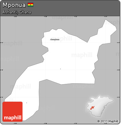 Gray Simple Map of Mponua, single color outside