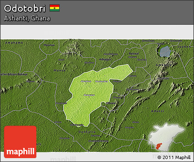 Physical 3D Map of Odotobri, darken