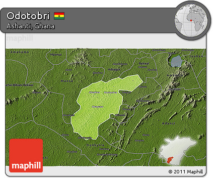 Physical 3D Map of Odotobri, darken