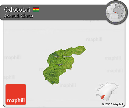 Satellite 3D Map of Odotobri, single color outside