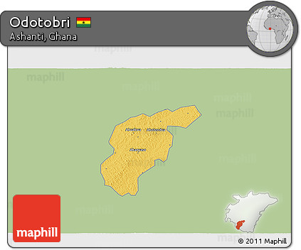 Savanna Style 3D Map of Odotobri, single color outside