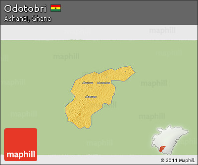 Savanna Style 3D Map of Odotobri, single color outside