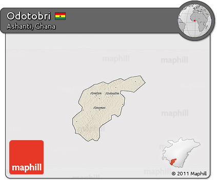 Shaded Relief 3D Map of Odotobri, single color outside