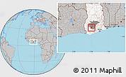 Gray Location Map of Odotobri, highlighted country, highlighted parent region
