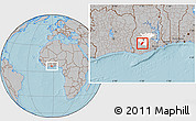 Gray Location Map of Odotobri, highlighted parent region, hill shading