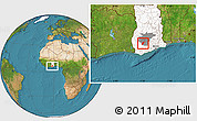 Satellite Location Map of Odotobri, highlighted country, highlighted parent region