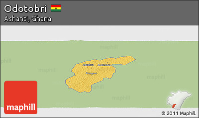 Savanna Style Panoramic Map of Odotobri, single color outside