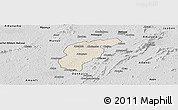 Shaded Relief Panoramic Map of Odotobri, desaturated