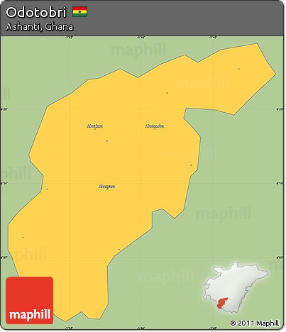 Savanna Style Simple Map of Odotobri, single color outside