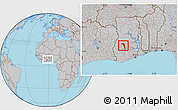 Gray Location Map of Offinso, within the entire country
