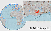 Gray Location Map of Offinso, hill shading