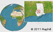 Satellite Location Map of Offinso, highlighted country