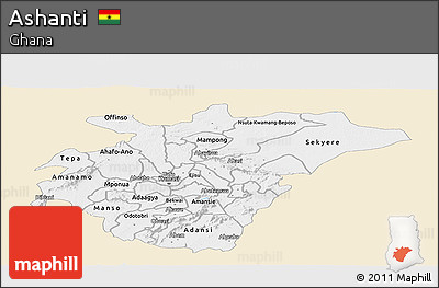 Classic Style Panoramic Map of Ashanti, single color outside