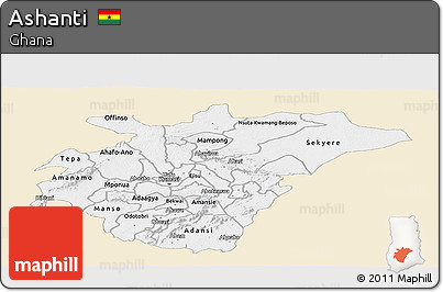 Classic Style Panoramic Map of Ashanti, single color outside