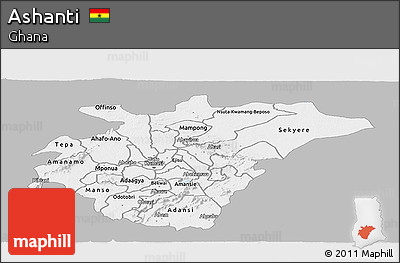 Gray Panoramic Map of Ashanti, single color outside