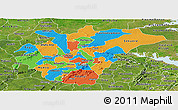 Political Panoramic Map of Ashanti, satellite outside