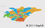 Political Panoramic Map of Ashanti, single color outside