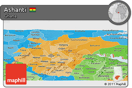 Political Shades Panoramic Map of Ashanti