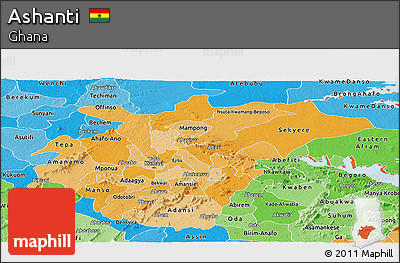 Political Shades Panoramic Map of Ashanti