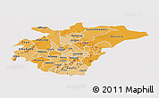 Political Shades Panoramic Map of Ashanti, single color outside