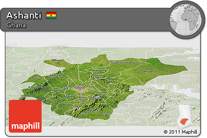 Satellite Panoramic Map of Ashanti, lighten