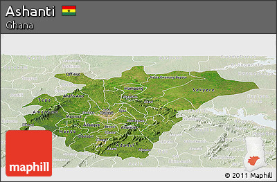 Satellite Panoramic Map of Ashanti, lighten