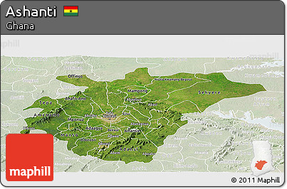 Satellite Panoramic Map of Ashanti, lighten