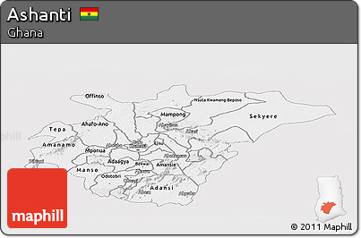 Silver Style Panoramic Map of Ashanti, single color outside