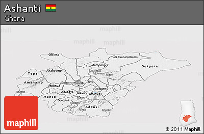 Silver Style Panoramic Map of Ashanti, single color outside