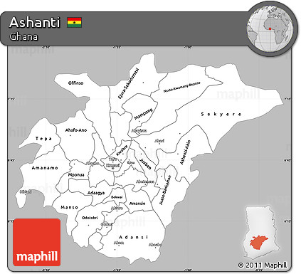 Gray Simple Map of Ashanti, single color outside