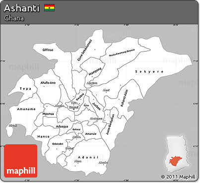 Gray Simple Map of Ashanti, single color outside