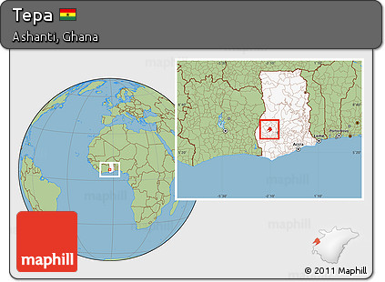 Savanna Style Location Map of Tepa, highlighted country
